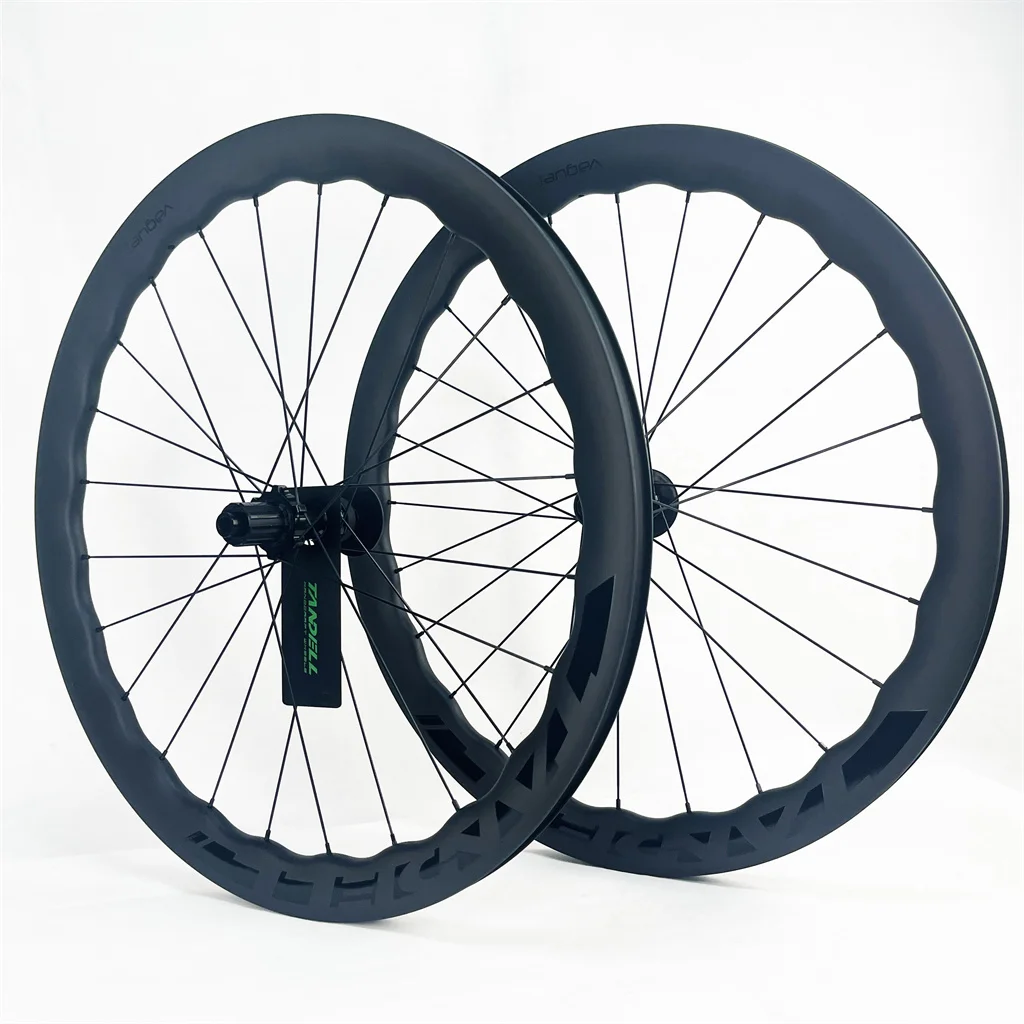Good Brand Tandell Carbon Fiber Road Bikes Wave Wheelset 24H Spoke Holes  Tubeless Ready Rim UD Matte Road Wheel 700c Bike