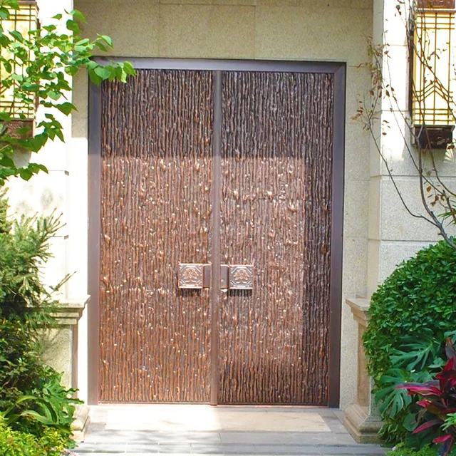 Bornze Villa Secruity Doors Custom Wrought Exerior Door Metal Copper Door