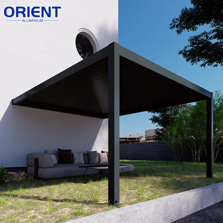 Patio Motorized Louvered Bioclimatic Pergola Gazebo Outdoor Aluminum Pergola with Louvered Roof