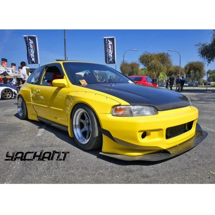 Fiber Glass 1992-1995 Civic Cvc Hatchback EG PD Style Front Bumper Fender Side Skirts Rear Bumper