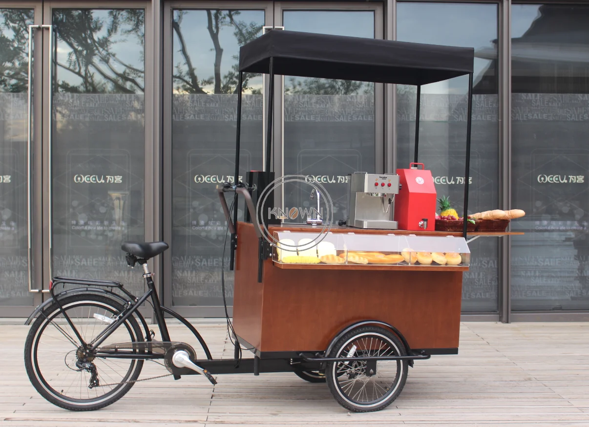 2025 Fashion Electric Coffee Bike Mobile Shop Ice Cream Hot Dogs Vending  Tricycle Electric Food Bikes Cart Truck