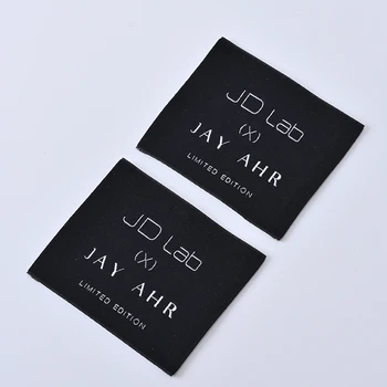 Custom Own Brand End Fold Woven Labels Sustainable Polyester Material for Clothing Shoes Bags Garments