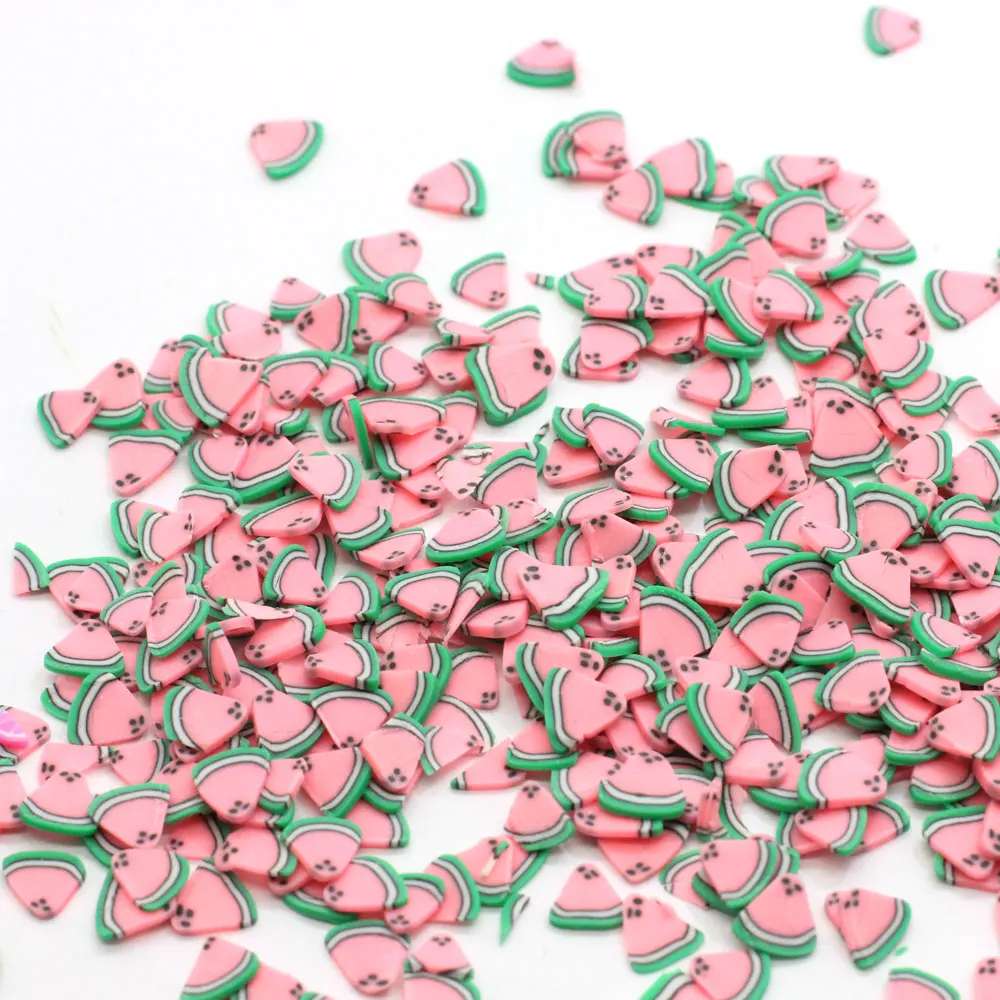 Simulation Pink Watermelon Clay Slice Polymer Clay Fruit Nail Art Decoration DIY Accessories Christmas Ornament