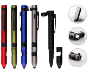 New Design 6 in 1 Tool Ballpoint Pen Multifunction Pen With Customized logo Stylus Phone Holder Pen