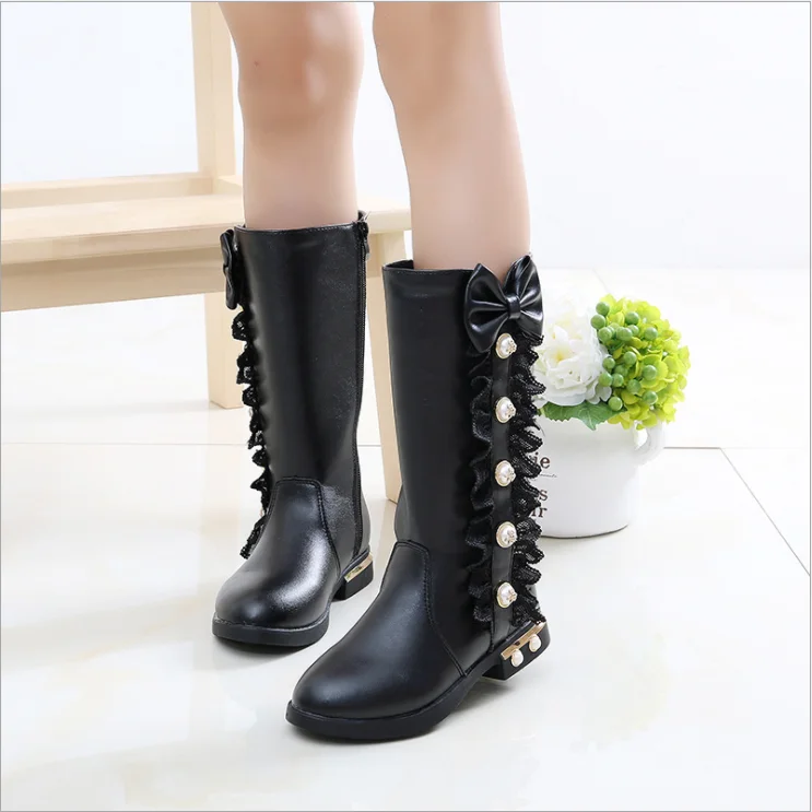 Botas Altas Botin Negro Con Perlas Botas Altas De Cachemira Para