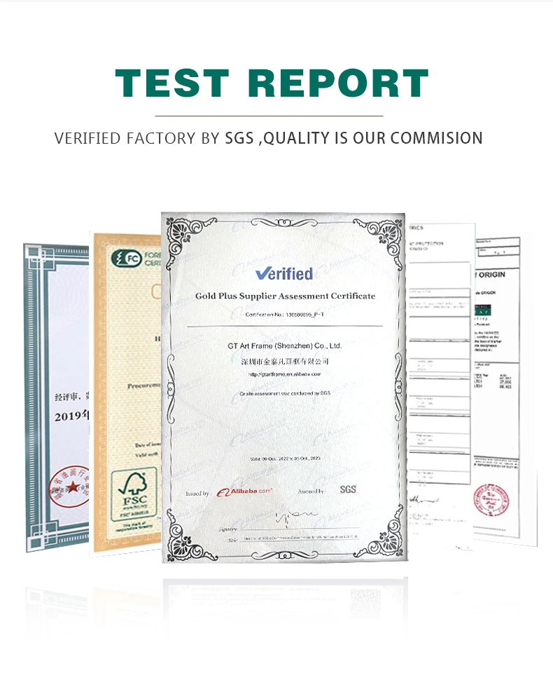 Ornate Wood Oil Painting Photo Frames Handmade Gold Foil Solid Wooden