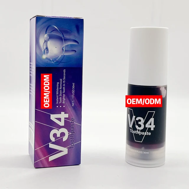 Private Label V34 Toothpaste Remove Stains Teeth Whitening V34 Colour Corrector