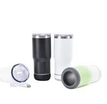 16oz Stainless Steel Can Cooler Bluetooth Speaker Sublimation Music Cup Lids Insulated Factory Direct Tumbler Water Wall Travel