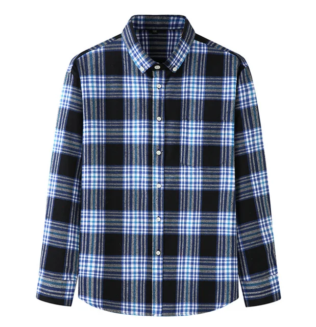 2024 OEM ODM custom shirts   Spring Men casual luxury plaid dress Flannel classic plaid men shirt  button up shirt mens