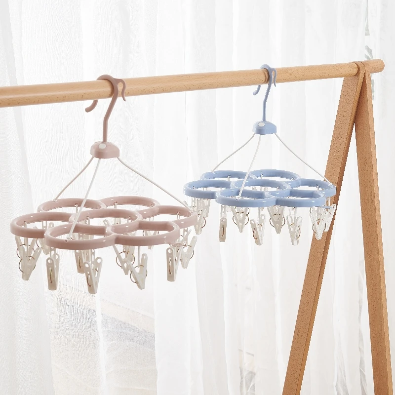 SOLELY Plum Blossom Shaped Hanging Outdoors Drying Rack with 16 Clips