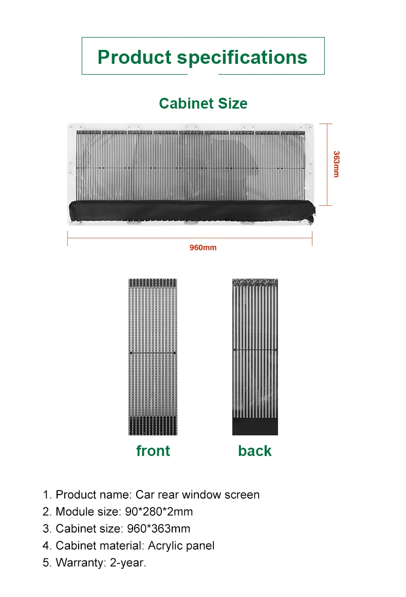 Transparent Led Car Rear Window Display for Car Advertising Taxi P2.6 led display Screen