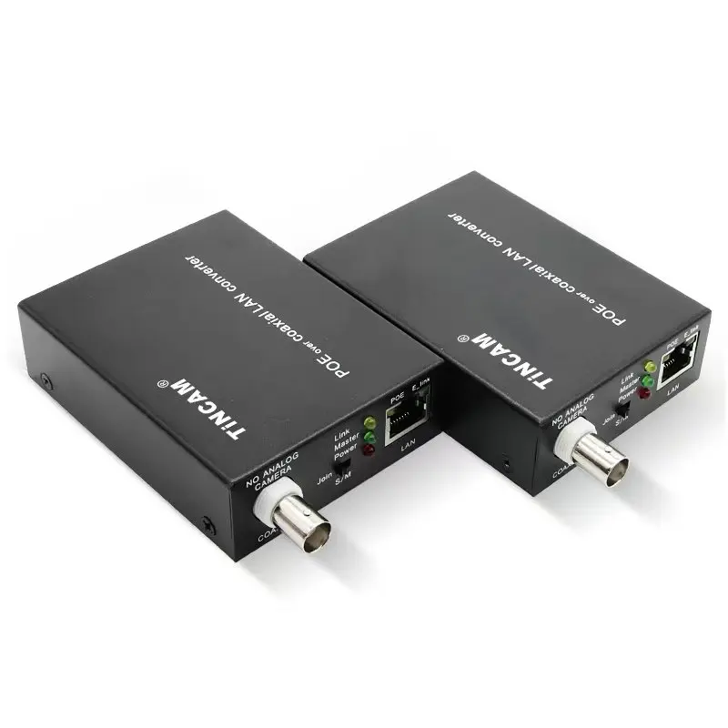 Tincam 10/100M EOC IP to Coaxial Converter With 1x BNC Port With POE High Definition Network Coaxial Transmission Extender
