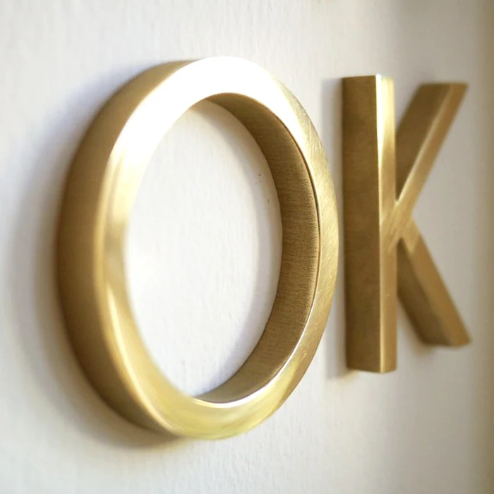 thumbnail image 2 of Brass-Colored Metal House Number Sign - Classic Address Plaque For Door Or Wall 2 of 9