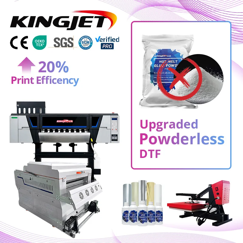 Powderless Dtf Printer Glue Printing Machine 60cm I3200 Head Direct to Film Transfer  for Clothes T-shirt No Powder Dtf Printer