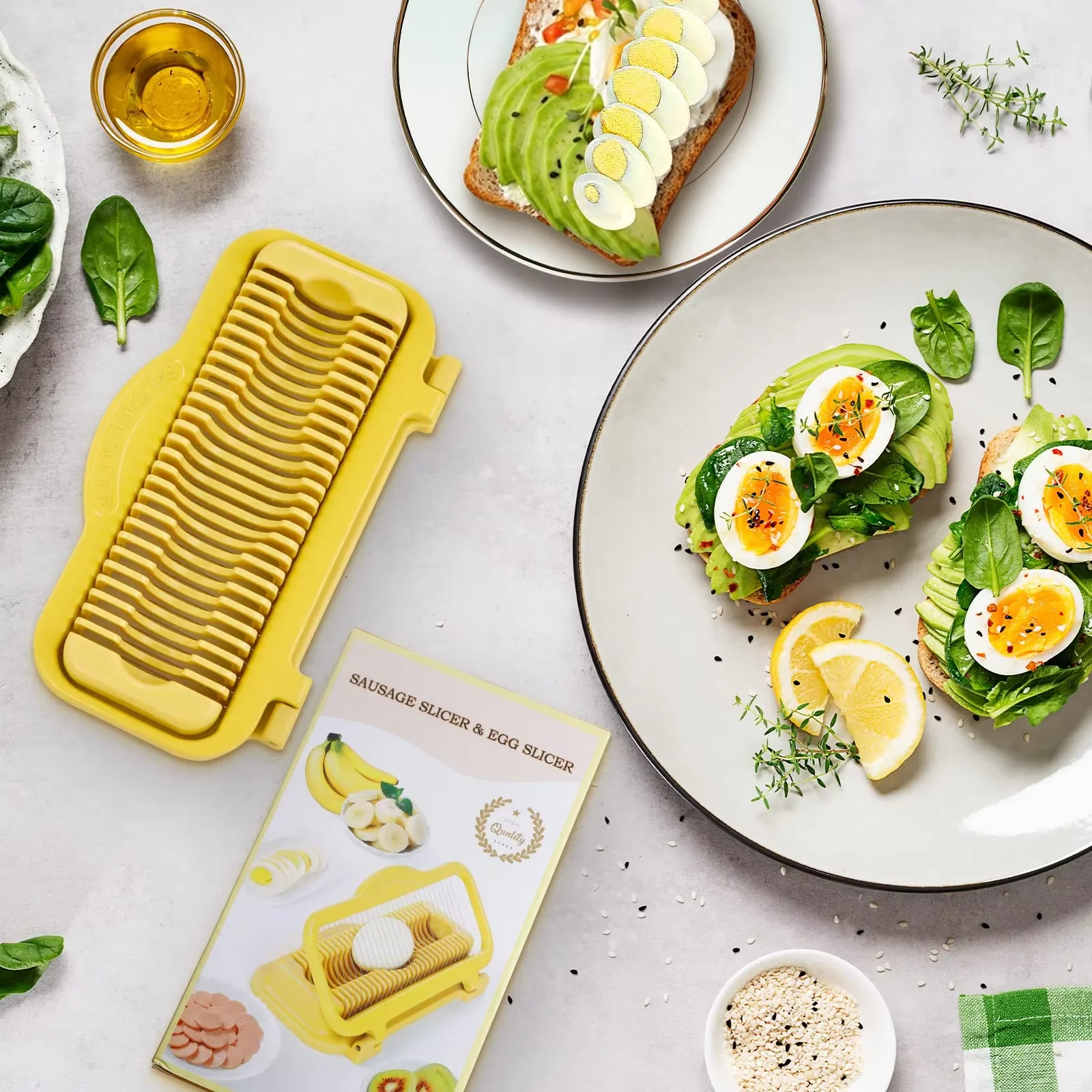 Banana Slicer Egg Cutter Multipurpose Fruit & Vegetable Tool with Stainless Steel Wires Hard Boiled Eggs & Strawberry Slicer