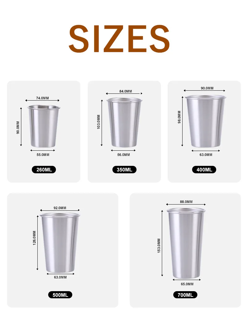 Reusable Drinking Stackable Shatterproof Tumblers Custom Metal Wine Cup Stainless Steel With Logo