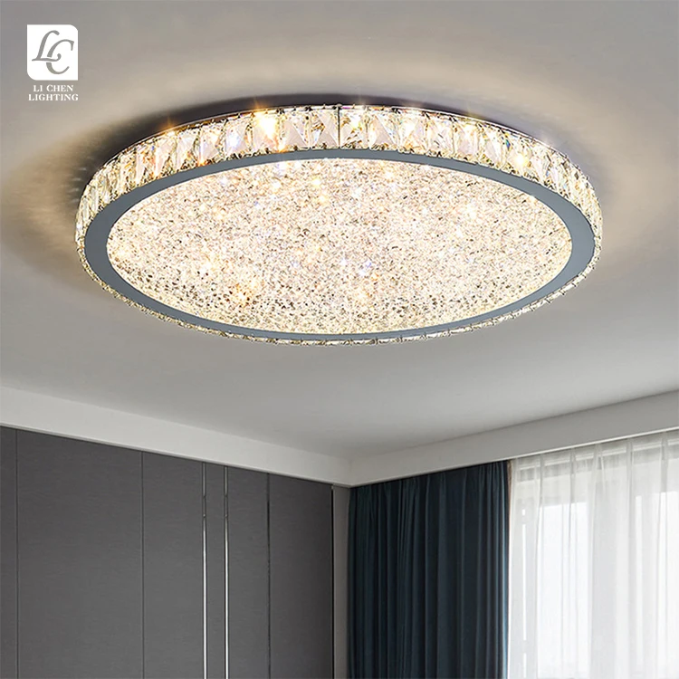 C0065 Luxury Style Home Hotel Villa Indoor Decoration Crystal Modern Square Round Led Ceiling Lamp    