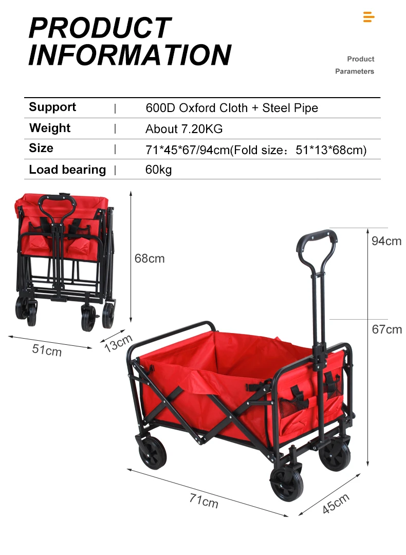 High Quality Big Wheel Picnic Trolley Hand Folding Collapsible Carry