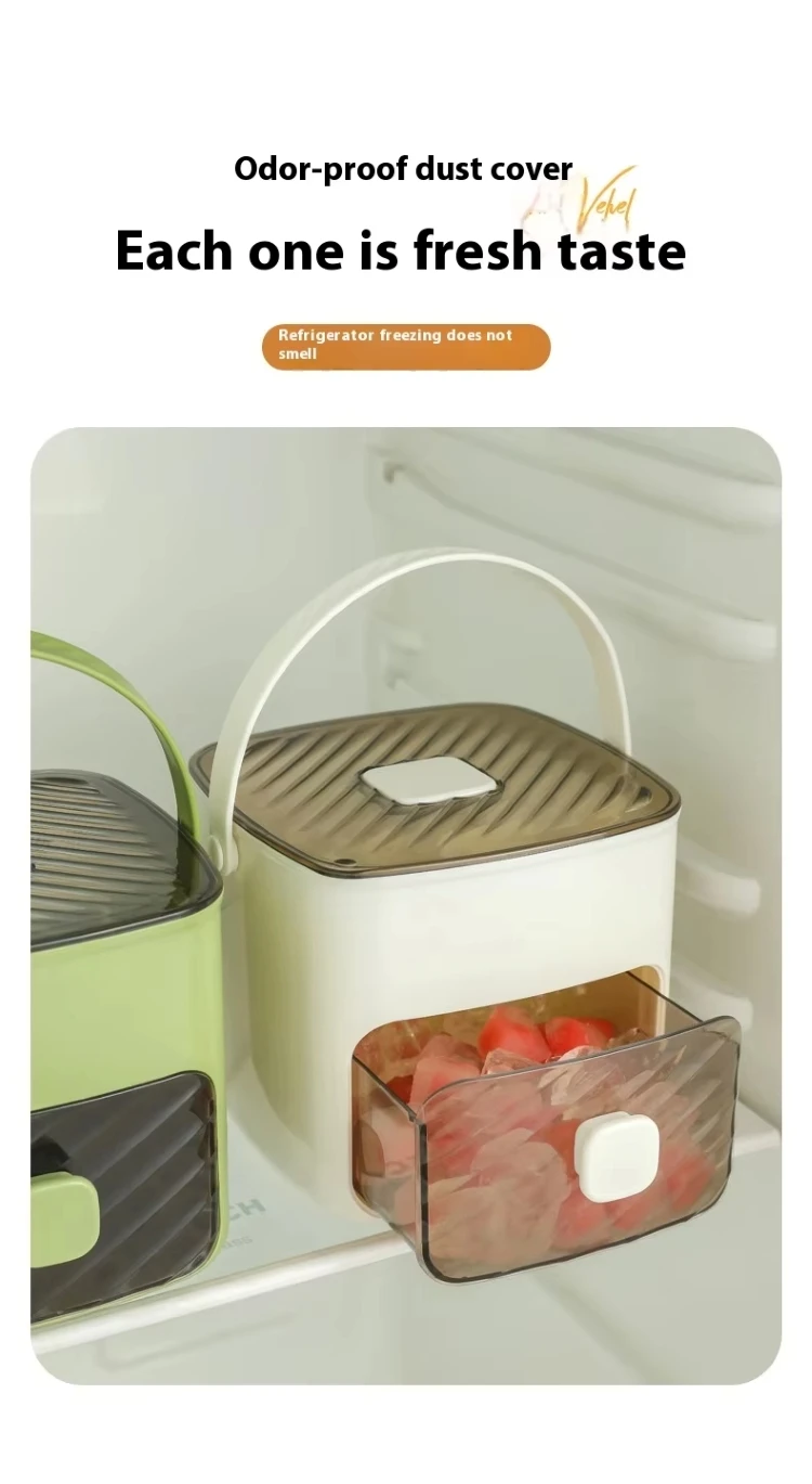 New Large Capacity Food Grade Ice Box Ice Bucket Double-Layer Pressed Ice Cube Mold with Handle Drawer