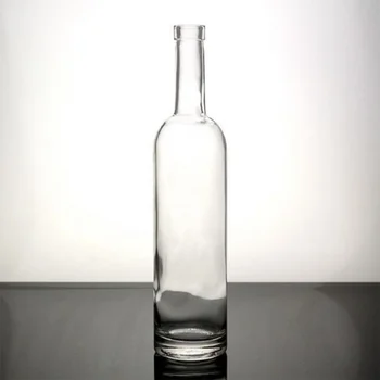 Custom Glass Bottle Transparent Round Empty Flint Glass Liquor Wine 200ml 375ml 500ml Whisky Vodka Tequila Bottle With Cork Lid