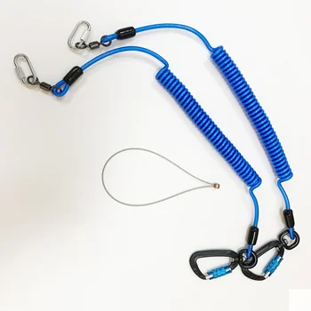 X-C-PIN 5KG Blue or Purple color 2m tool tether spiral tool lanyard with swivel aluminum Carabiner & Heavy-Duty quick link