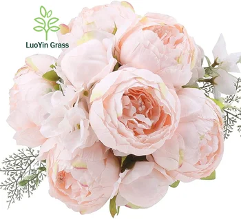 LY simulation Flowers Vintage Artificial Peony Silk Flowers Wedding Home Decoration,Pack of 1 (Light Pink)