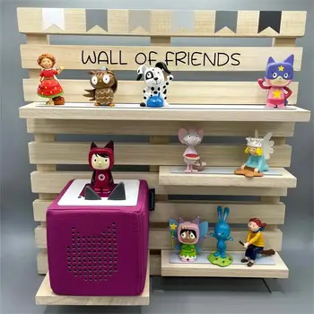 Customized Kid Room Wall Mounted Solid Paulownia Wooden Floating Toniebox Toy Children Regal Shelf
