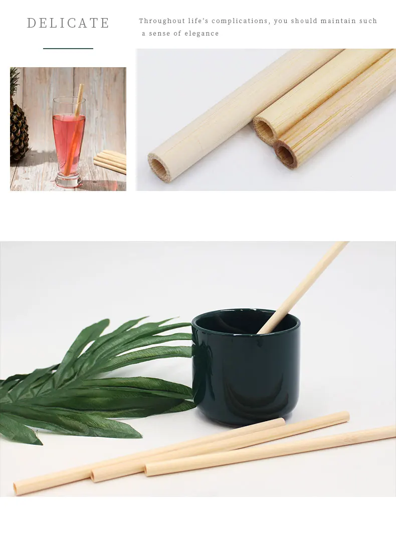 Reusable Natural Organic Eco Friendly Drinking Straw Bamboo Straws