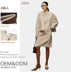 Customized Women's Winter Woolen Coat with Button Closure Handmade Casual Short Eco-Friendly Featuring Pockets