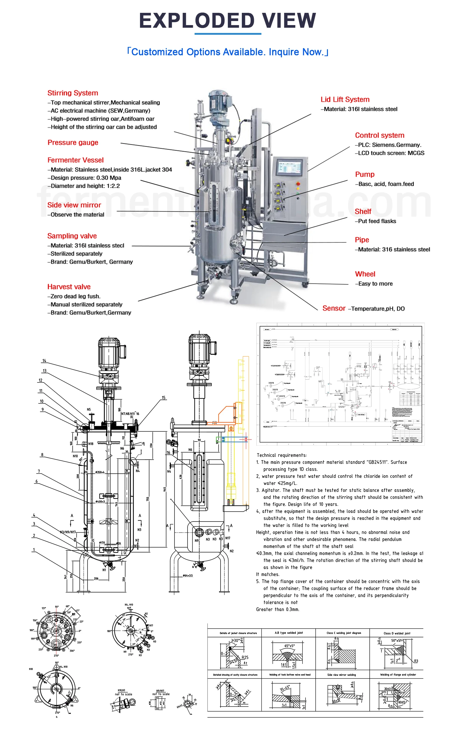 Benchtop Automatic Cell Culture Bioreactor with PLC Control Pump ...