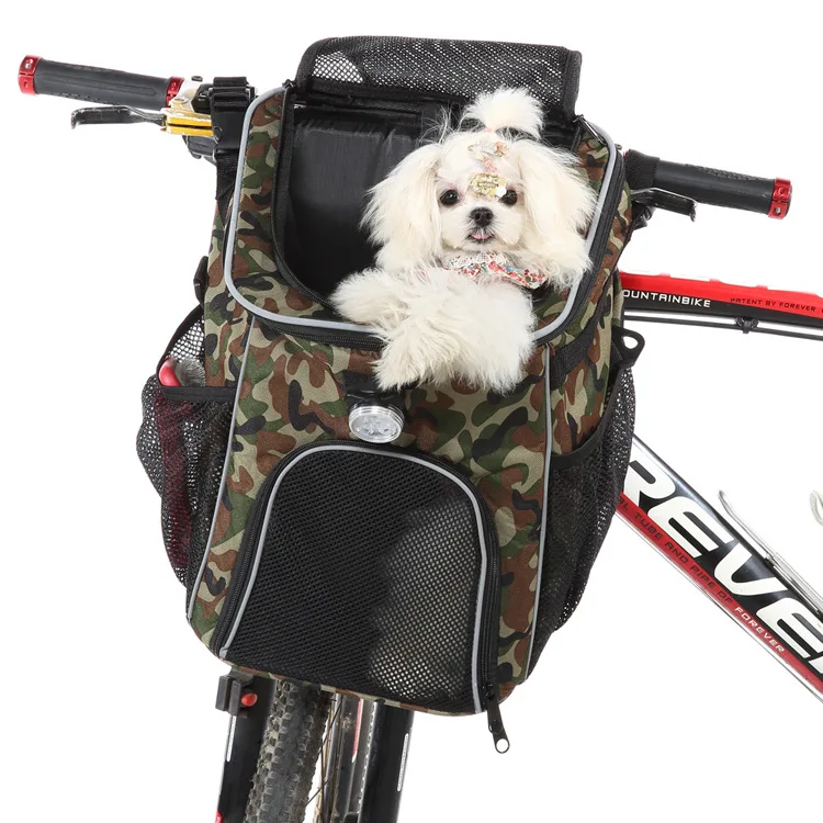 Foldable Dog Travel Backpack Reflective Dog Bike Basket Multi-function Pet Carrier Bag supplier