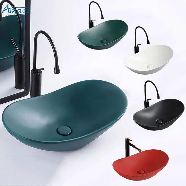 Nordic cement art basin green black countertop washbasin modern bathroom sink colored wash hand basin