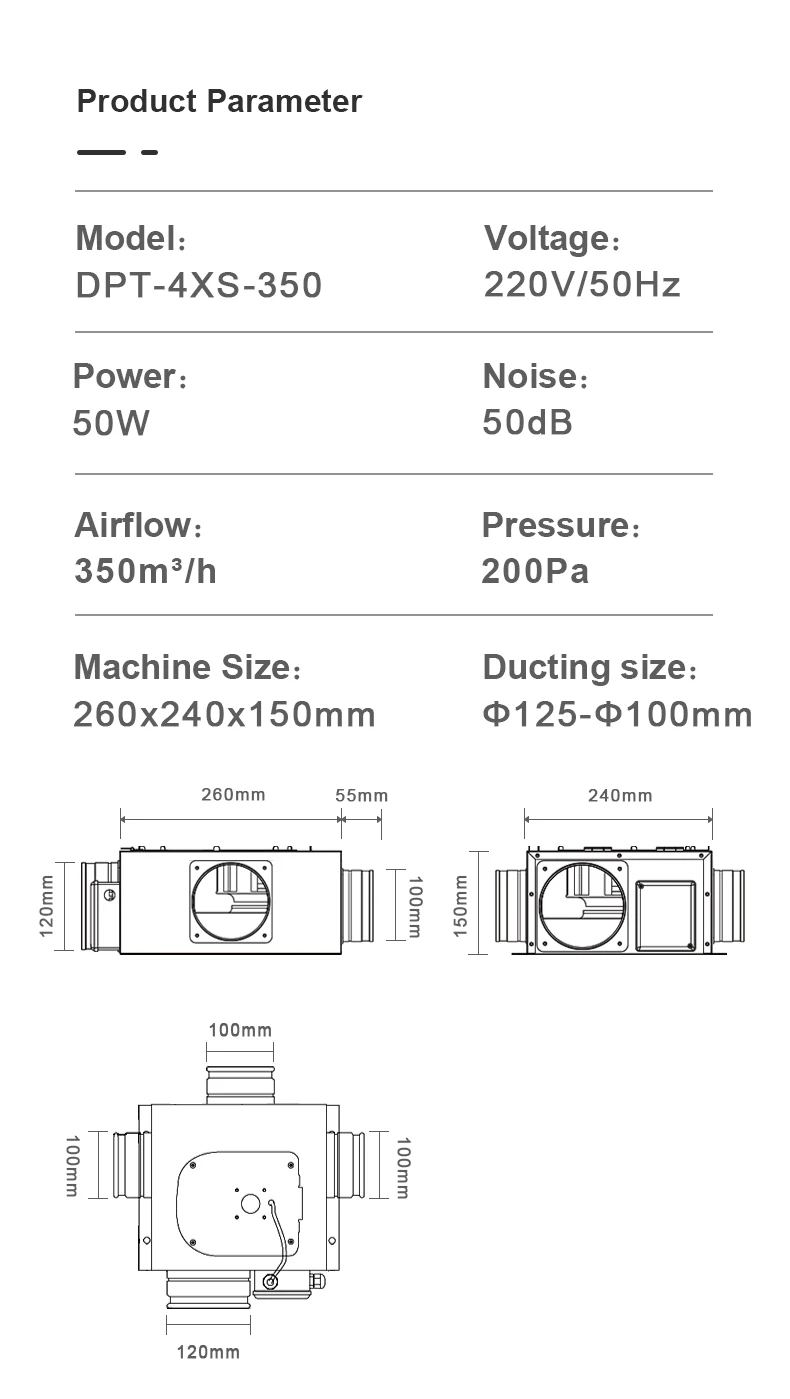 Inline Duct Fan, centrifugal, 220 V, Corded Electric - detail 18