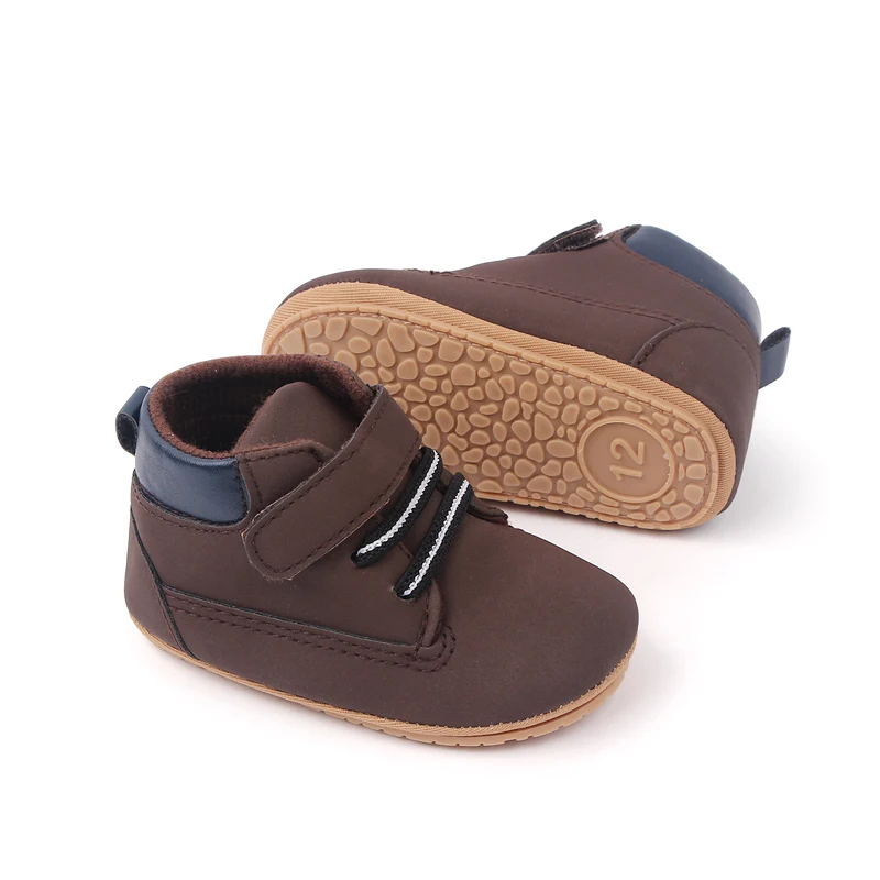 High Quality Hook&loop Design Soft PU Leather Baby Toddler Boys Shoes Prewalker Shoes for Boys factory