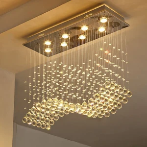 Modern K9 Crystal Chandelier Dining Chandelier Creative Personality Modern Rectangle Crystal Lamp Dining Room Pendant Light