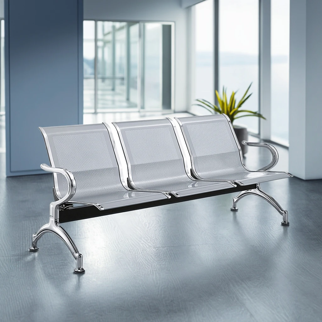 Durable Metal Frame Stackable Chairs-Multi-Use Seating for Public Facilities Conference Halls Waiting Rooms Cafeterias Event 2