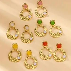 MW Vintage Style Stud Earrings for Women Coffee Color Resin with Geometric Amber Temperamental Design Stud Earrings Jewelry