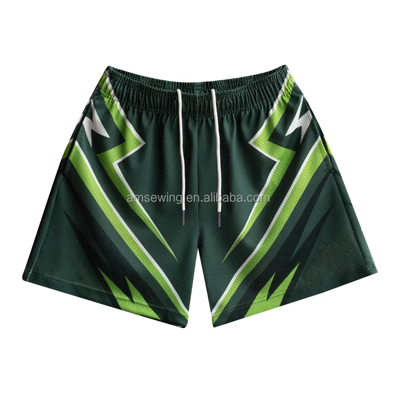 Eco été personnalisé Sublimation respirant maille RPET décontracté gymnase Boardshorts pantalons de survêtement vêtements d'entraînement basket-ball hommes 605_voghion.com