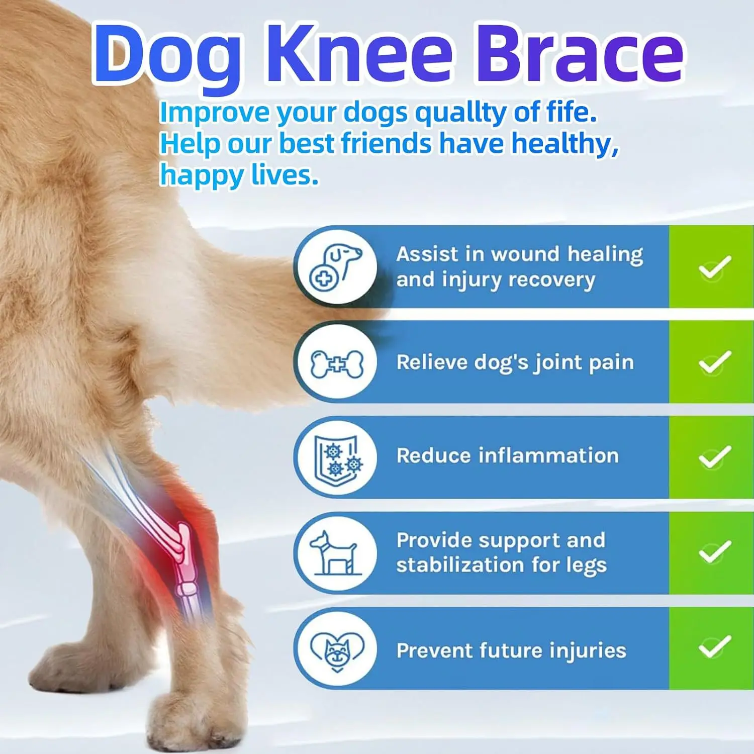 Dog Leg Braces Both For Front And Back Leg, Dog Leg Joint Care Injury Support For Luxating Patella, Arthritis, Hip Dysplasia