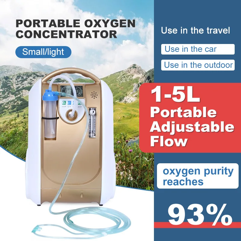 Concentrateur D'Oxygène Portable OLV-C1 HD4K - Usage Médical, Faible Bruit (<40db), Débit 1-5L/min