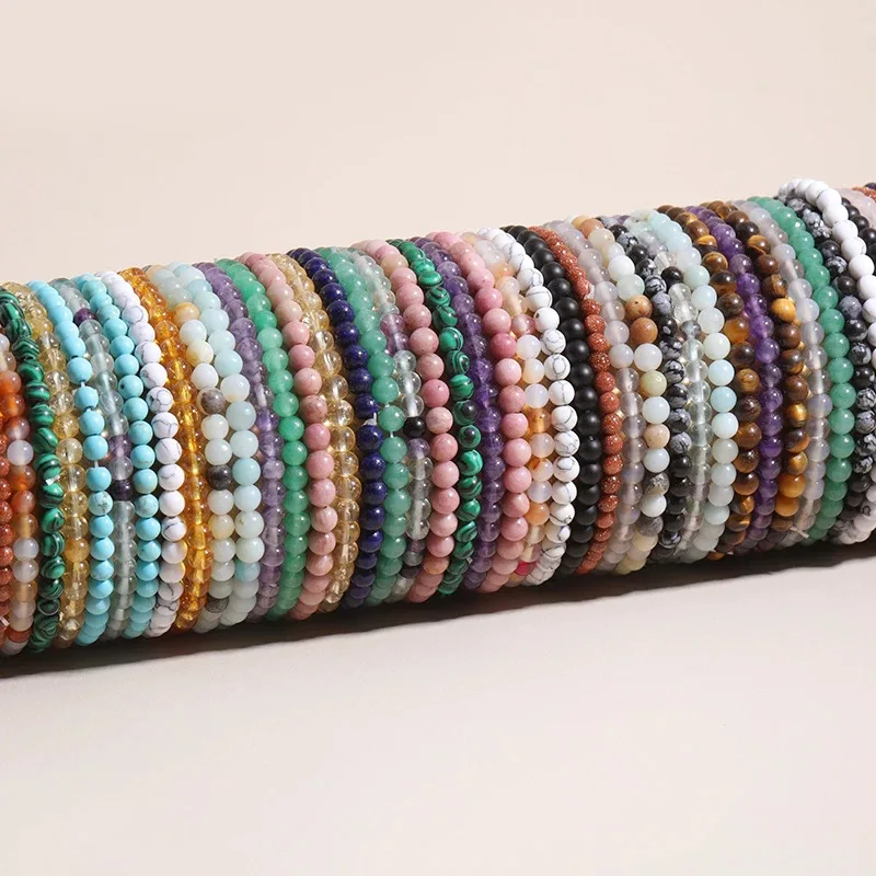 Feng Shui Healing Power Natural Gemstone Bead Bracelet 4mm Beads Couple Bracelet Customized Luxury Crystal Women Jewelry