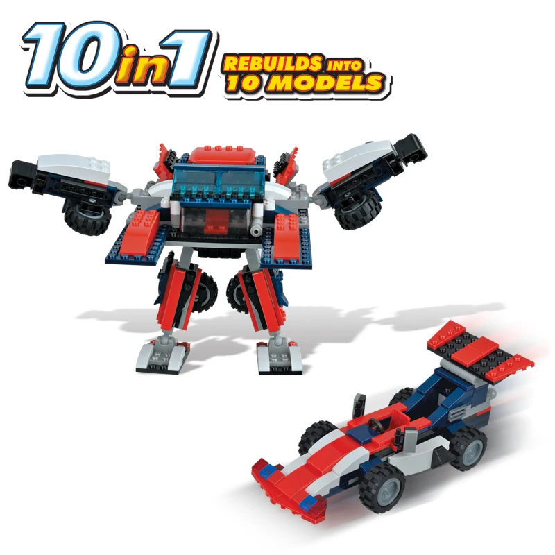 WOMA TOYS Own Brand Children 10 Model High Quality Entertaining Transform Robot for Children Diy Bricks Building Block Set