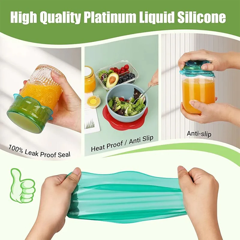 Silicone Stretch Lids for Food Storage in Fridge Reusable Elastic Bowl Cover Sealing Dustproof Can Lid