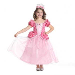 Girls Pink Princess Dress Tulle Material New Design Custom Stage Performance Comfortable Breathable Children Fancy Costume