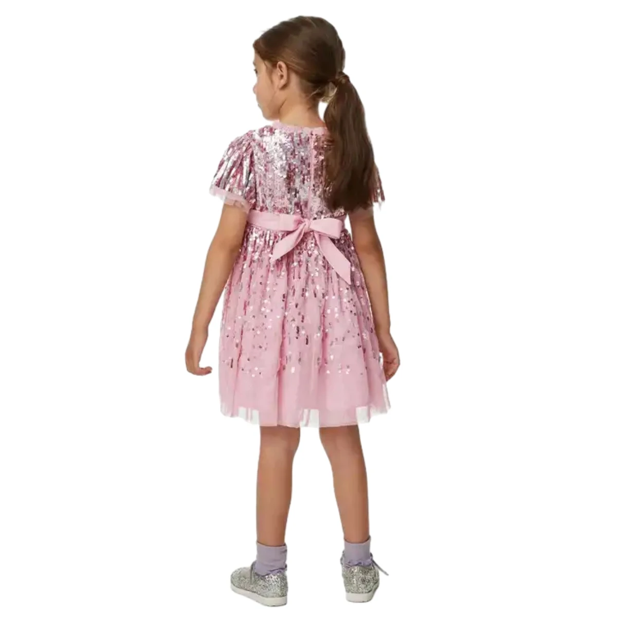Customizable Gradient Color Sequin Dress for Girls O-Neck Elegant Design Solid Pattern Custom Style ODM Supply