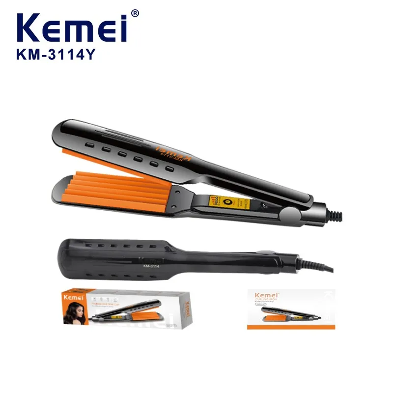 KEMEI KM-3114Y, lisseur pour cheveux professionnel à réglage multi-températures, câble de 2 m, appareil à repasser les cheveux équipé d’une technologie céramique PTC, équipement OEM pour salons de coiffure amateur
