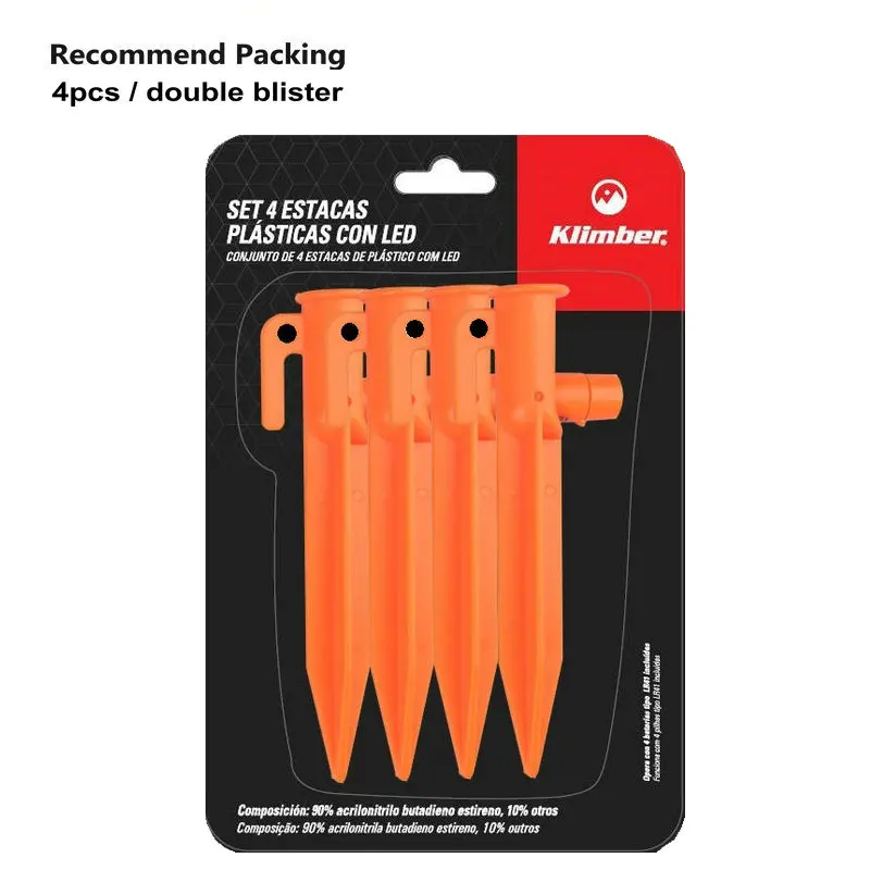 TPG0311 LED Light in Dark Stakes PP Plastic Camping Tent Peg