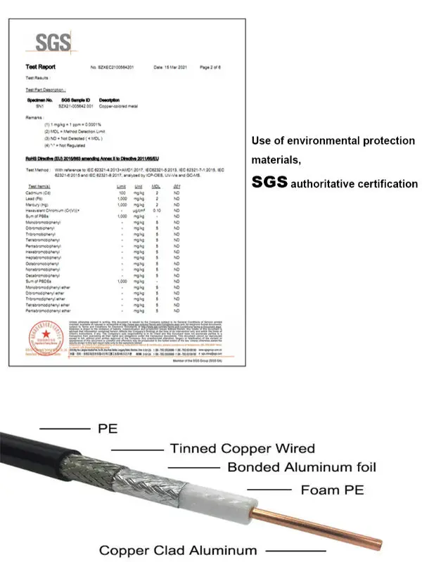 RG8/U  Coaxial Cable 305m  TC Braids Low Loss 50 OHM with PVC