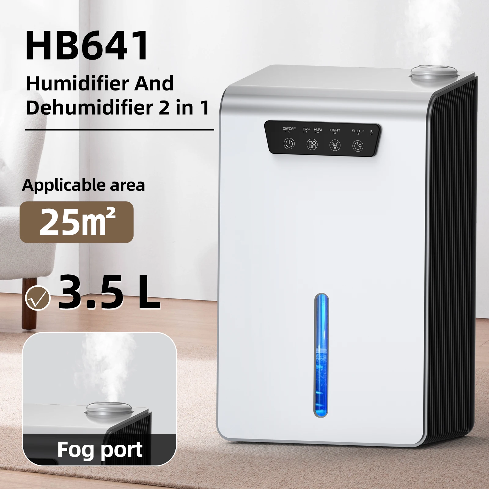 New Trending 2 in 1 Dehumidifier and Humidifier for Bedroom Home Dehumidifier with Auto Shut Off 7 LED Lights