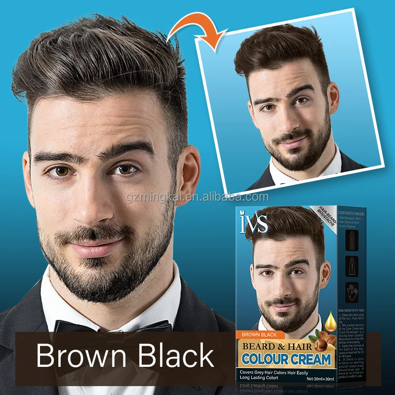 OEM 2 in 1 Natural Non Allergic Just for Men IVS Hair and Beard Semi Permanent Hair Dye Cream